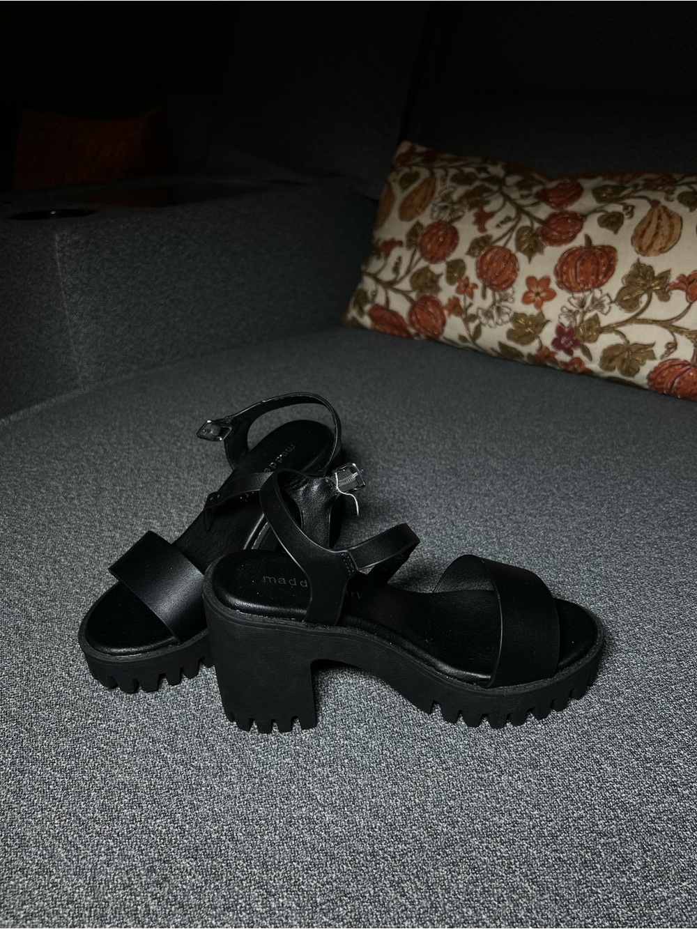 Madden Girl Black Chunky Platform Heel Sandals